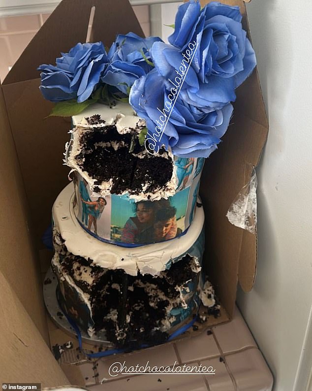 Cake: Chrisean and Blueface had a wedding cake with photos of their relationship included in the music video