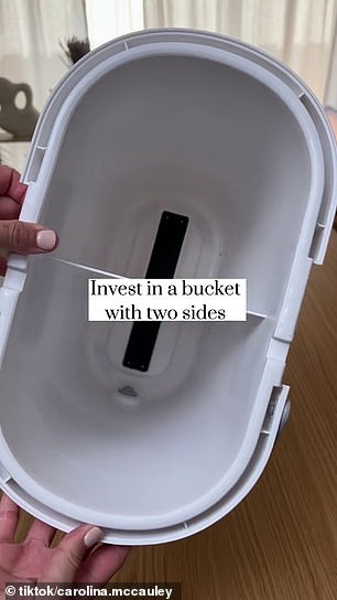 She also suggested investing in a double-sided bucket to clean the mop on one side before dipping it on the other to keep the water clear.