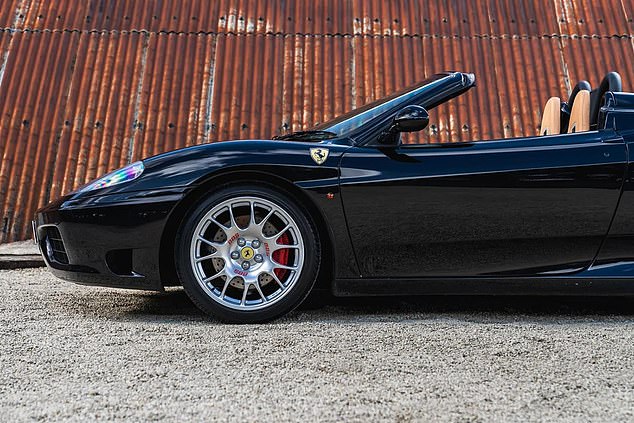 A closer look at the Challenge-style wheels on Beckham's former Ferrari sports car