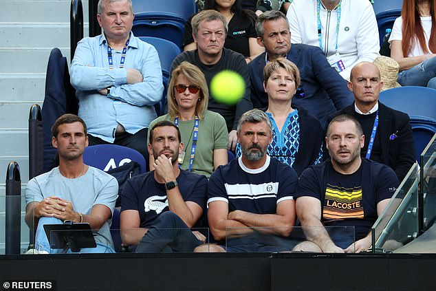 The seat that Djokovic Snr normally occupies with his wife Djana (second row) was left empty