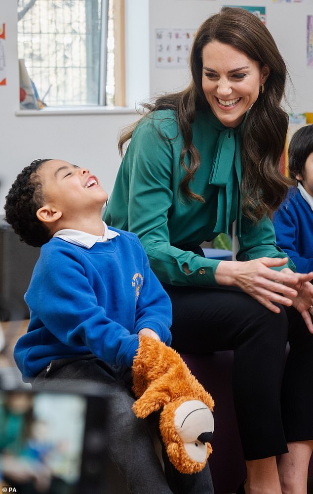 Images shared to launch the initiative show the royal speaking to children during a visit to a primary school in east London.