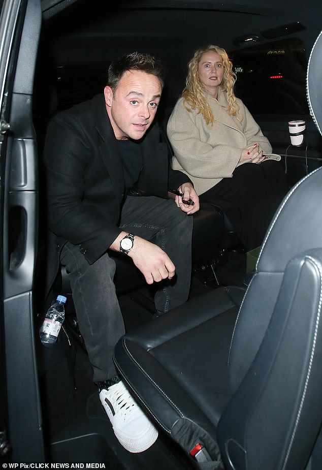 On the way: Ant McPartlin was also seen leaving the Palladium with his wife Anne-Marie Corbett and getting into a taxi.