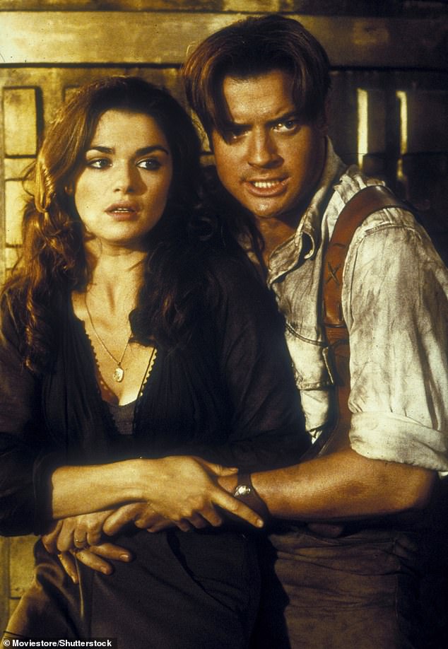 Old times: It's a role that comes many years after his Hollywood career hit a box office high in The Mummy, where he entertained millions as Indiana Jones-inspired adventurer Rick O'Connell (pictured with co-star Rachel Weisz)