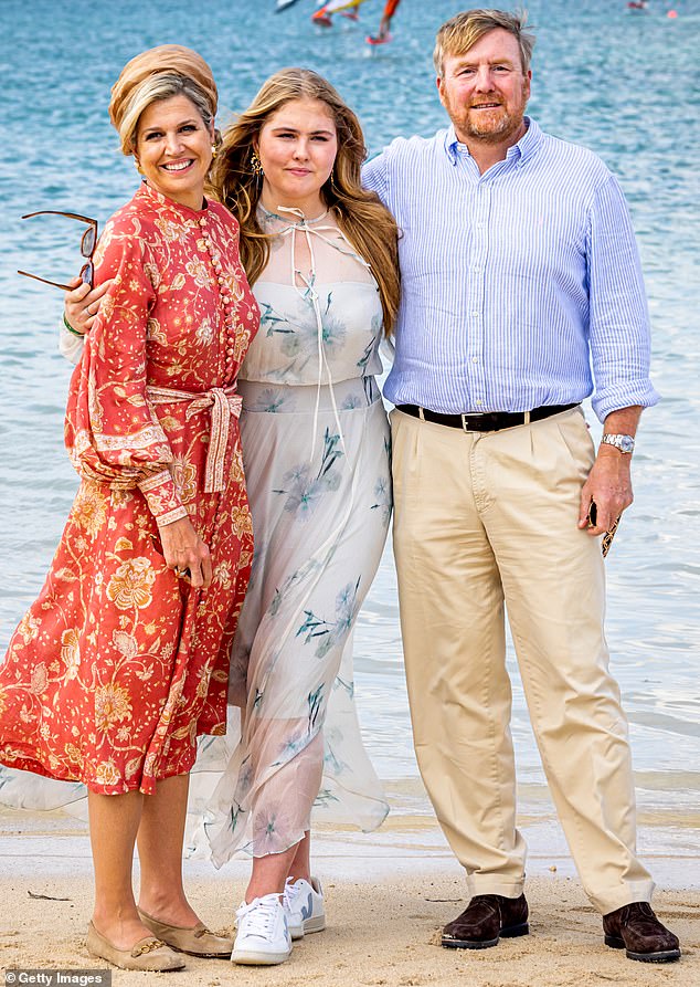 Princess Catharina-Amalia joined her parents Queen Máxima and King Willem-Alexander of the Netherlands on their visit to the Dutch Caribbean islands.