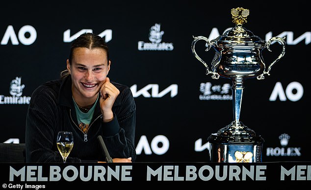 Sabalenka couldn't wipe the smile off her face after the victory, even if her homeland had been wiped out of her first Grand Slam trophy.