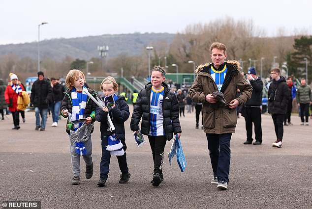 Half and half scarves were being sold to fans for £15 outside the stadium before the match