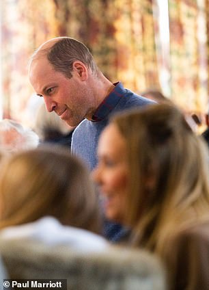 Prince William joined locals at Memorial Hall after a service at St Mary's Church.