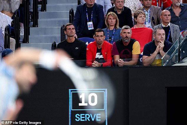 The seat that Djokovic Snr normally occupies with his wife Djana (second row) was left empty