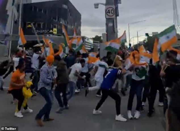 Confrontation footage shows around 100 people fighting after a group of Hindu nationalists arrived at Federation Square, a polling place for a non-binding referendum on the creation of an independent Sikh state, Khalistan, at around 4:30 a.m. Sunday. p.m