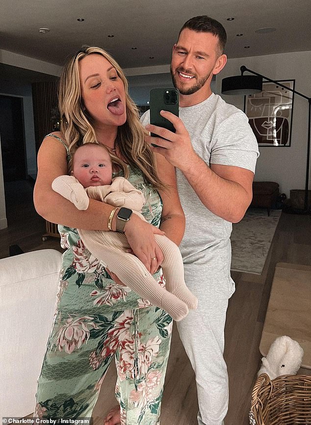 Settling in: Charlotte and boyfriend Jake Ankers have been loving life as parents since welcoming their newcomer in October