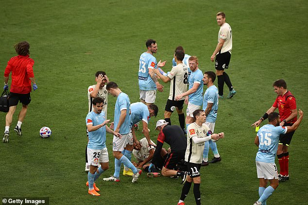 Players from both teams were left traumatized by the broken leg, with some breaking down in tears as they pleaded for medical personnel to hurry.