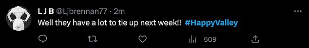 Reaction: Many fans admitted they couldn't breathe while watching the last few minutes of the episode, when Tommy contacted his son Ryan via XBox and shared his plans to move abroad, with Ryan gruesomely promising that 