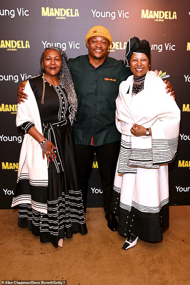 Ndileka Mandela (left), pictured with her sister Nandi Mandela (right) and son Luvuyo Madasa in London last month, has accused an Australian newspaper of misquoting her.