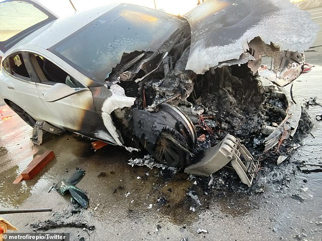 The driver, who was not injured, pulled over to the side of the road as traffic passed.