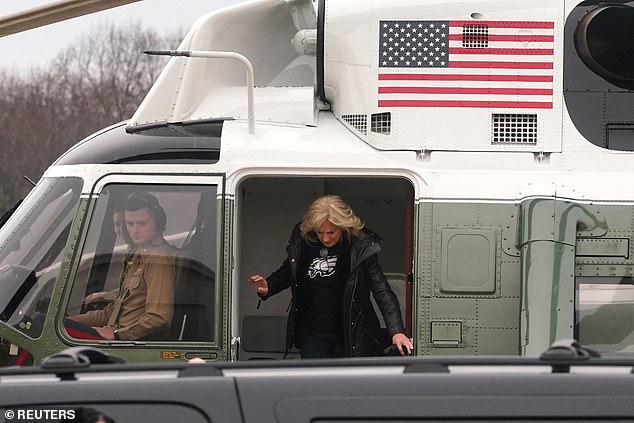 Sunday's Eagles game marks the second game Dr. Biden has attended as first lady.  She watched the Eagles beat the Dallas Cowboys in October.