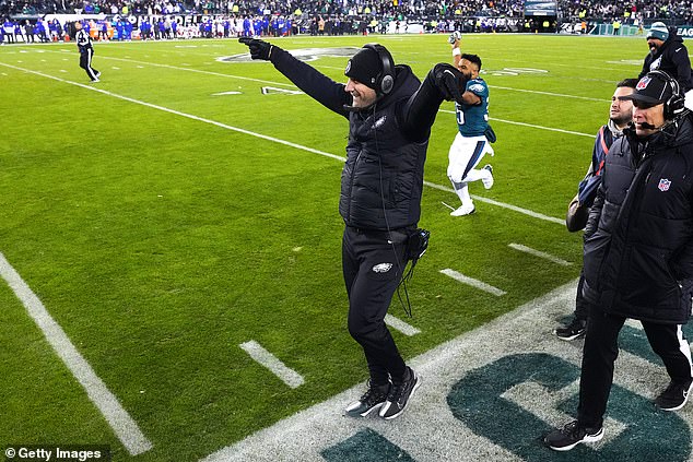 Nick Sirianni reacts during the fourth quarter of Sunday's win over the San Francisco 49ers