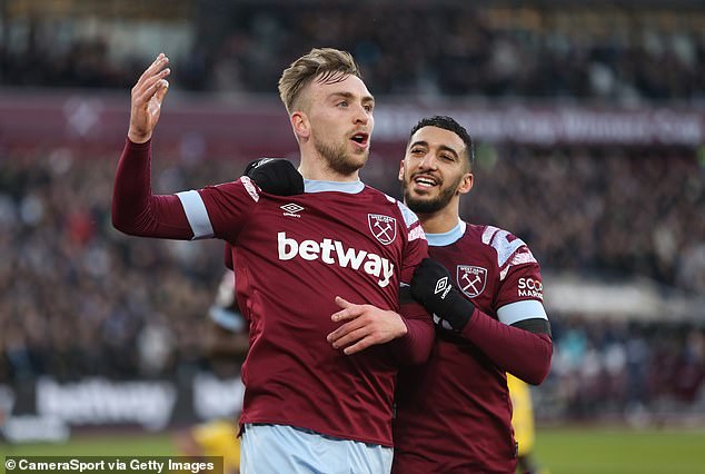 Bowen scored twice as West Ham beat Everton 2-0 in the Premier League last weekend