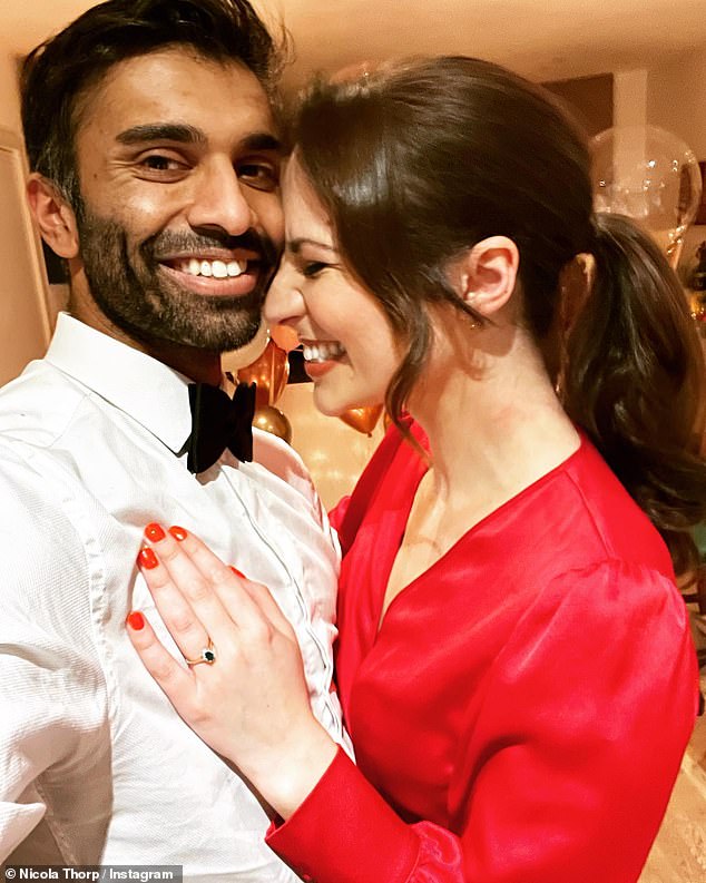 Happy couple: Nicola, who played Nicola Rubinstein on Corrie until 2018 and again briefly in 2019, took to Instagram on Sunday to share a photo of her ring