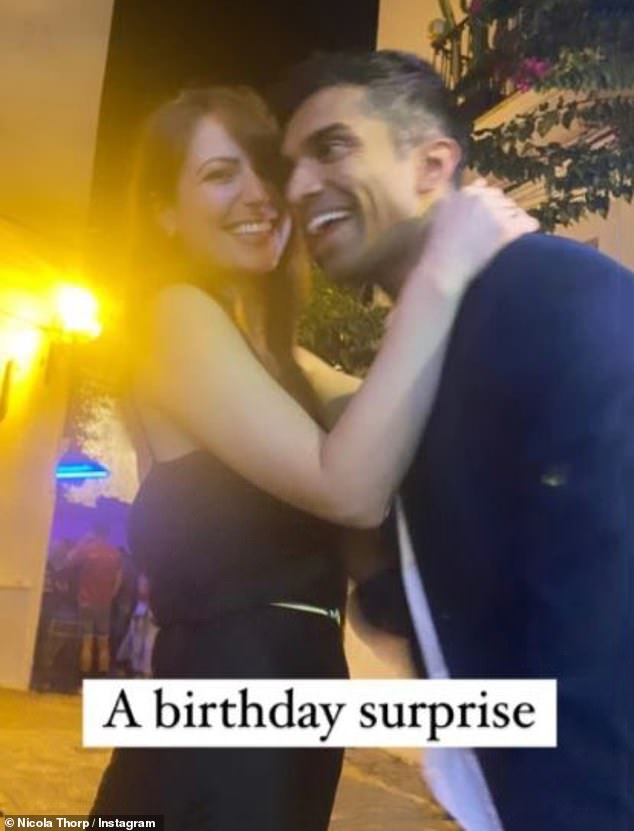 Blooming romance: Nicola announced she was dating Hollywood actor Nikesh in October 2021 with a love snap to mark his birthday (pictured at the time)