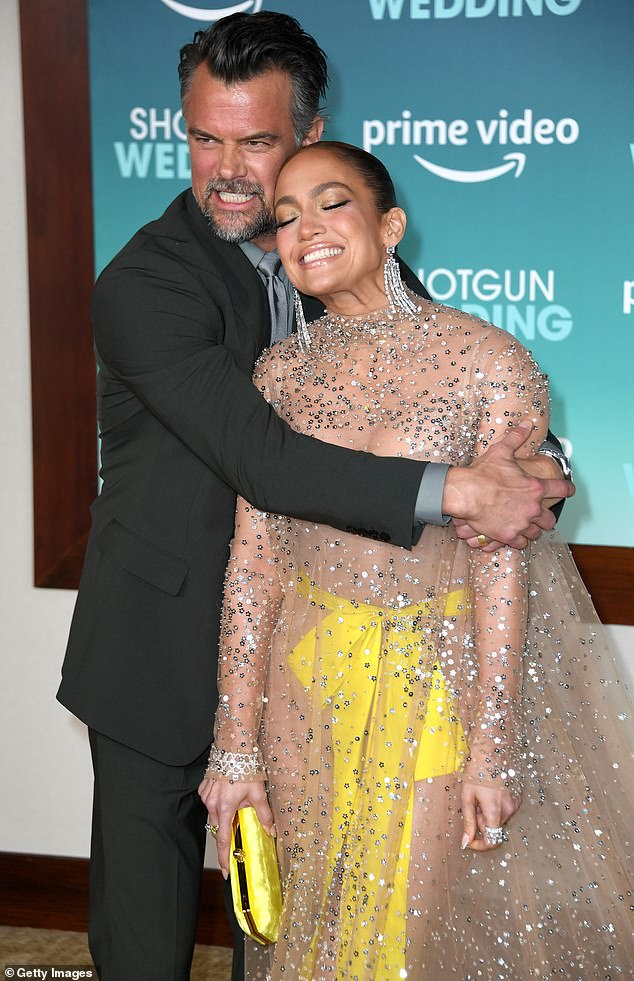 Big Friends: J.Lo's New Rom-Com Shotgun Wedding Recently Debuted on Amazon Prime;  J.Lo and co-star Josh Duhamel at her movie premiere in Los Angeles