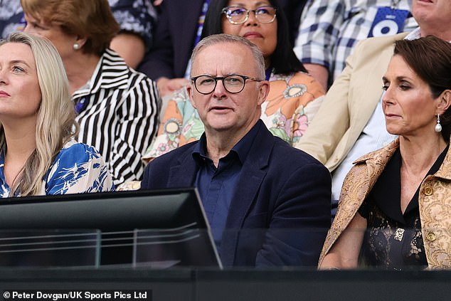 The premier proved himself a dedicated tennis fan when he attended the Australian Open for three nights, including Sunday night's final, where he was photographed between his partner Jodie Haydon (left) and Tennis Australia president Jayne Hrdlicka.