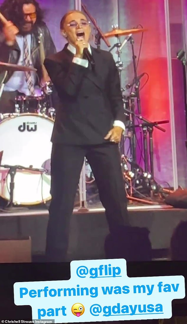 G Flip, 28, looked fierce in a black double breasted suit, white shirt and black tie and took the stage performing one of his hits for the crowd at a star-studded event.