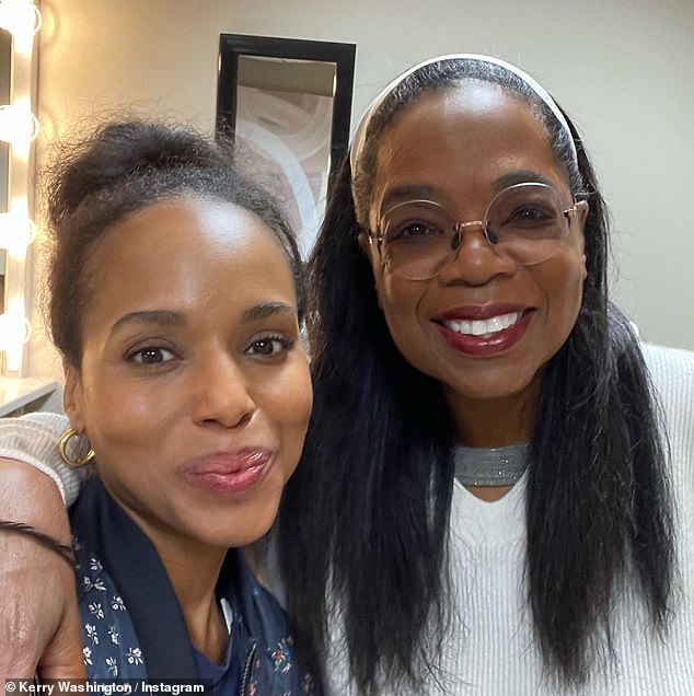 Good friends: Kerry Washington shared a selfie she took with Oprah in what appeared to be a dressing room