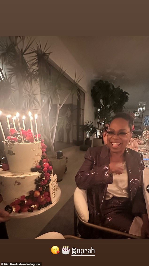 Sweet gift: The businesswoman shared a photo of her friend receiving an ornate birthday cake