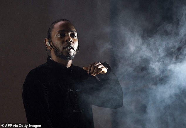 Big stepper: Rapper Kendrick Lamar (pictured April 2017) had the second most nominations with eight