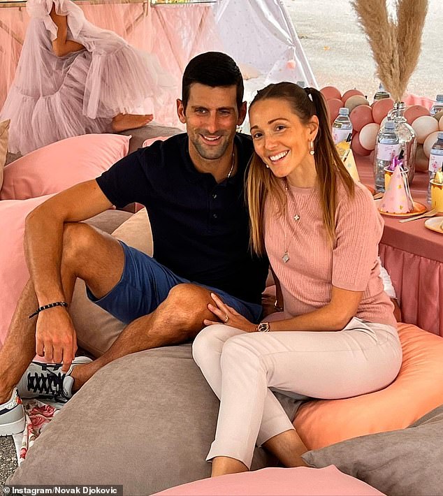 Novak with his wife Jelena Djokovic.  He credits his support for helping him pursue his tennis dreams around the world.