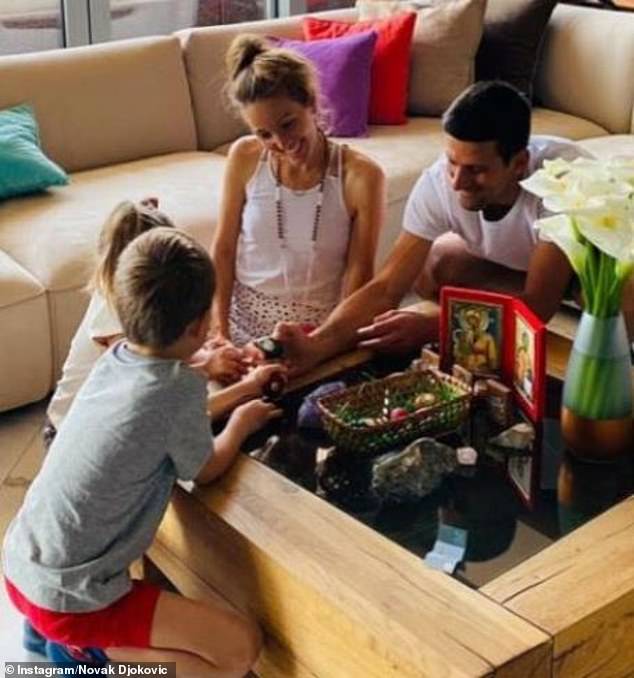 The Djokovic family, including children Stefan and Tara, enjoy some time together during a rare break from their father's hectic tennis schedule.