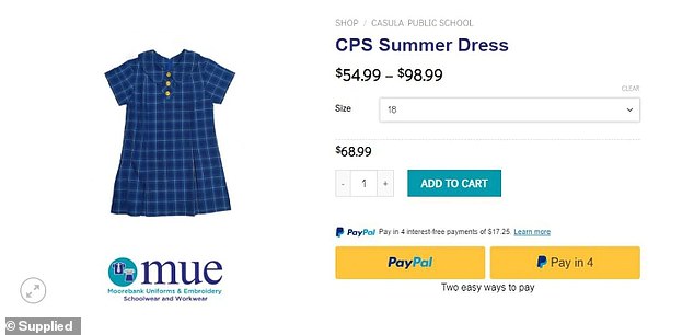 A size four sundress sells for $54.99 while a size 24 is priced at $98.99