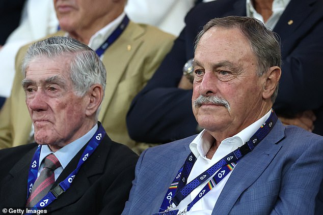 Australian tennis legends Ken Rosewall (pictured left) and John Newcombe take a heavy interest in Sunday's final.