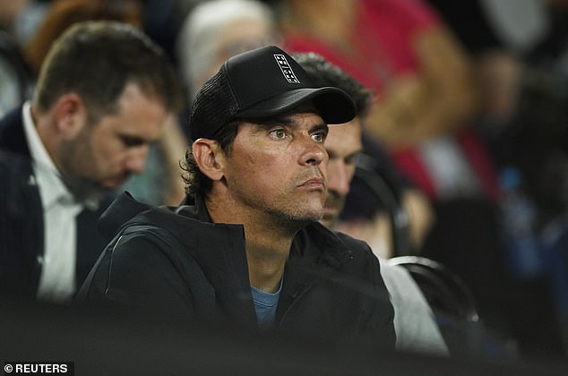 Former Australian tennis player Mark Philippoussis was part of Stefanos Tsitsipas' coaching contingent.