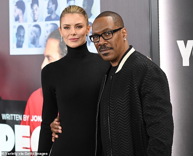 Matching suits: Eddie Murphy and his fiancée Paige Butcher wore matching suits Tuesday to the Los Angeles premiere of their latest movie, You People.