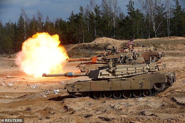 Washington is sending 31 of its fast-moving M1 Abrams tanks to Ukraine (file image)