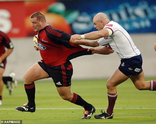 Johnson (left) played 38 times for the Crusaders and won three caps for the All Blacks in 2005.