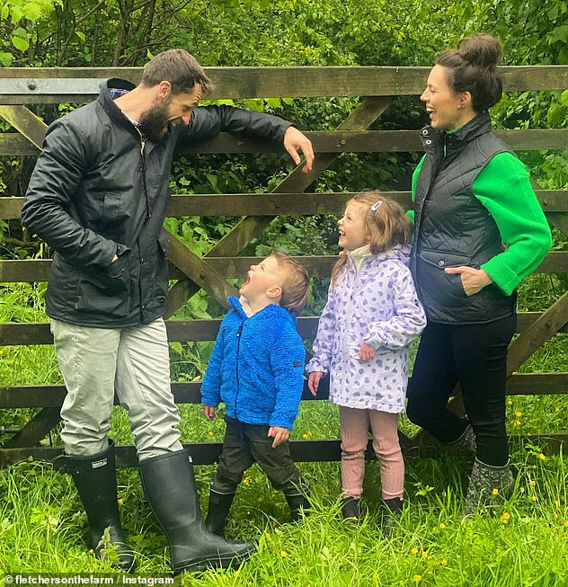 New life: The former Emmerdale star moved from Manchester to a 120-acre farm in the Peak District in February 2021 with his wife Liz and their children Marnie, six, Milo, three