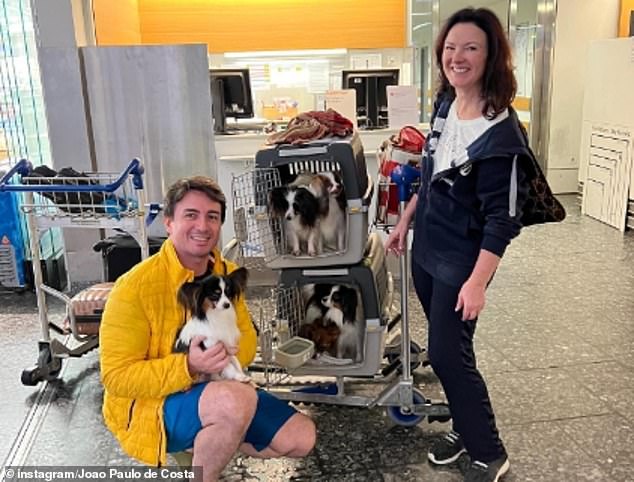 Joao is seen with his pets on the way to the Philippines