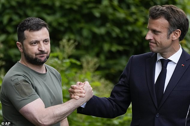 Zelensky added that he sent a letter to President Emmanuel Macron (pictured together in June 2022) on the matter following a phone call with the French leader last week