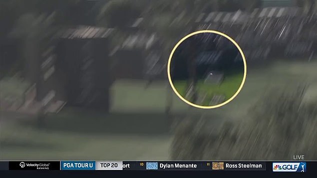 However, NBC footage appears to show that he could not see the ball in the tree because it did not go into it, although the American was awarded a penalty knockdown next to the tree instead of returning to the tee.