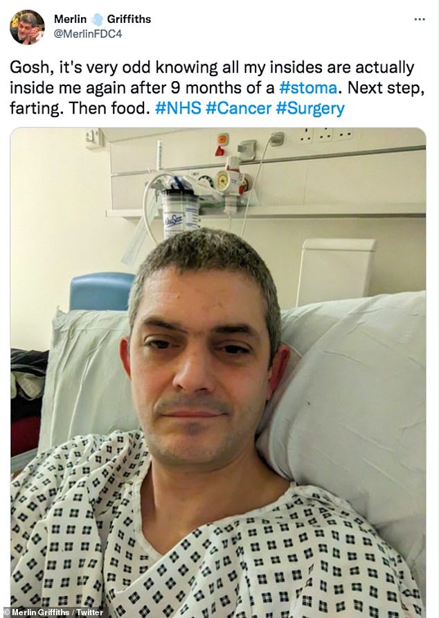 Moving Forward: Last week, Merlin revealed that he had his stoma removed after nine months during a five-night hospital stay.