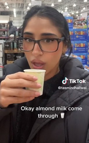 Other TikToks showed her eating free samples of more things, like a nut salad, salami, soup balls, sushi, chili, rotisserie chicken, and even small cups of coffee.