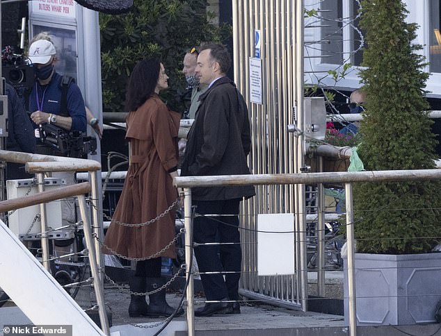 Actress Eva Green filming near Tower Bridge for A Patriot, a film she was set to star in before production closed in October 2019