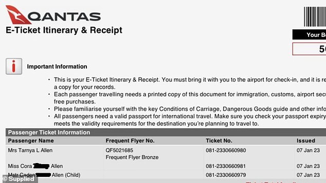 Although Ms. Allen's e-ticket included her and her two children, when they checked in to fly home from Paris, they were only issued two tickets.