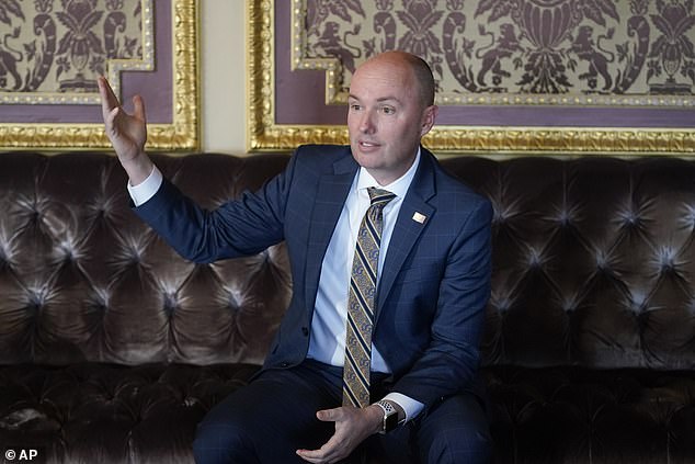 Utah Gov Spencer Cox (pictured) said more needs to be understood about the science and consequences behind the use of puberty blockers, hormone treatments and surgery for trans teens