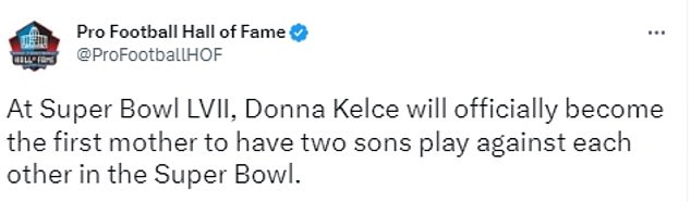 The Pro Football Hall of Fame tweeted confirmation of Donna's future achievement.