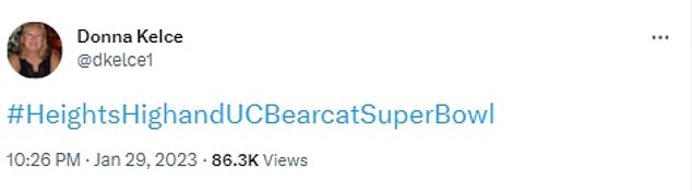 He marked his sons' achievement by tweeting, '#HeightsHighandUCBearcatSuperBowl'