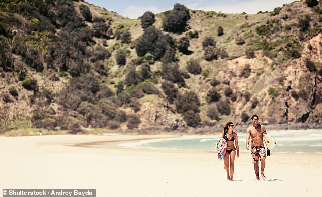 Virgin Australia's discounted airfares start as low as $55 each way between Sydney and tourist mecca Byron Bay (pictured)