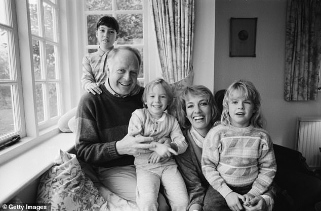 Children: Dame Esther is the mother of Emily, Josua and Rebecca and has five grandchildren Benji, nine, Xander and Teddy seven, and Florence and Romilly, four (pictured with her husband and children in 1986)